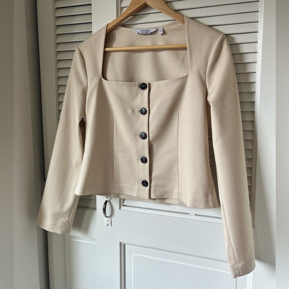 & Other Storieis Square Neck Button Front Top | Light Beige | EU 42 / US M - Picture 3 of 11